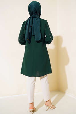 Kolu Taş Süslemeli Tunik Zümrüt - Thumbnail