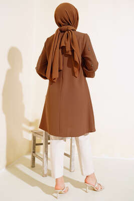 Kolu Taş Süslemeli Tunik Taba - Thumbnail