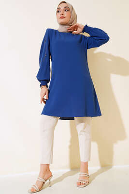 Kolu Taş Süslemeli Tunik İndigo - Thumbnail