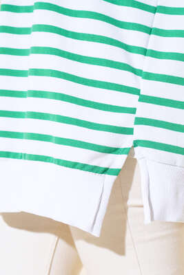 Çizgili Kapşonlu Sweat Benetton - Thumbnail