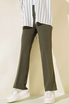 Pazarium - Yan Fermuarlı Pantolon Mint