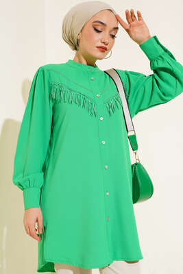 Pazarium - Dantel Püsküllü Gömlek Benetton