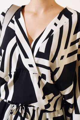 Çizgi Desenli İkili Takım Siyah - Thumbnail