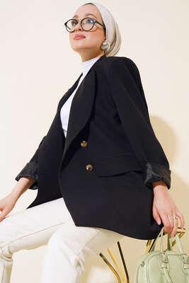 Dört Düğmeli Ceket Siyah - Thumbnail