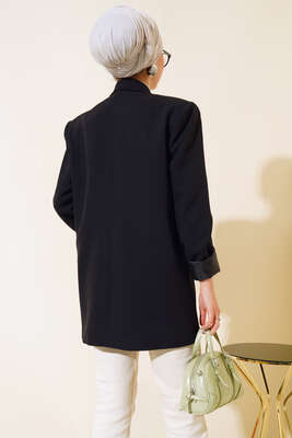 Dört Düğmeli Ceket Siyah - Thumbnail