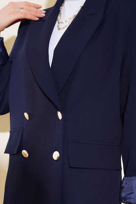 Dört Düğmeli Ceket Lacivert - Thumbnail