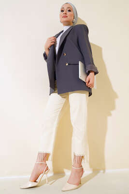 Dört Düğmeli Ceket Gri - Thumbnail