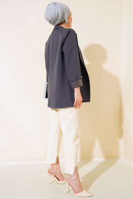 Dört Düğmeli Ceket Gri - Thumbnail