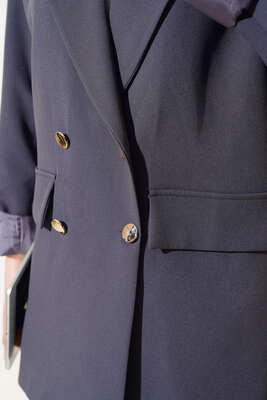 Dört Düğmeli Ceket Gri - Thumbnail