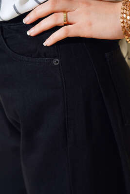 Uzun Salaş Pantolon Siyah - Thumbnail