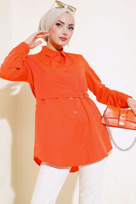 Pazarium - Önü Kapaklı Gömlek Oranj