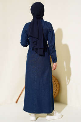 Yarım Fermuarlı Tünelli Kot Elbise Kot - Thumbnail