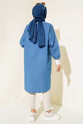 Yaka Ribanalı Kot Tunik Kot - Thumbnail