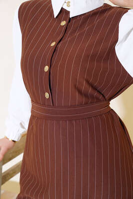 Garnili Çizgili İkili Takım Kahve - Thumbnail