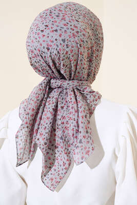 Desenli Mio Eşarp Gri - Thumbnail