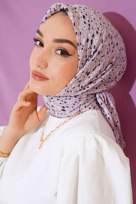 Desenli Mio Eşarp Lila - Thumbnail