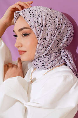 Desenli Mio Eşarp Lila - Thumbnail