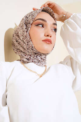 Desenli Mio Eşarp Vizon - Thumbnail