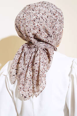 Desenli Mio Eşarp Vizon - Thumbnail