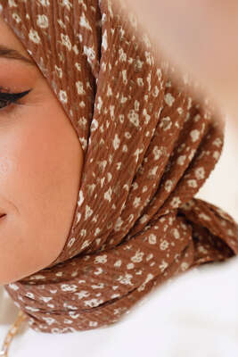 Desenli Mio Eşarp Toprak - Thumbnail