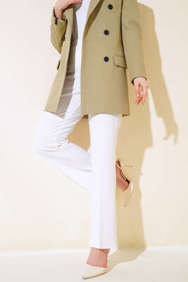 Dabıl İspanyol Paça Pantolon Ekru - Thumbnail