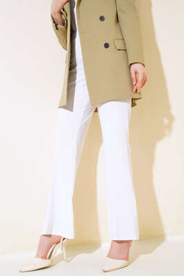 Dabıl İspanyol Paça Pantolon Ekru - Thumbnail