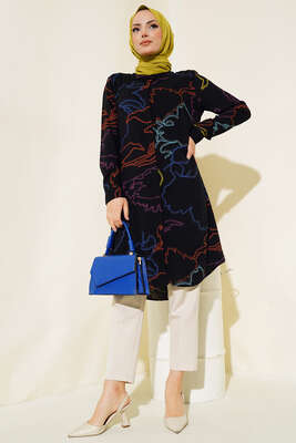 Hareketli Desen Serisi Gömlek Siyah Kiremit - Thumbnail