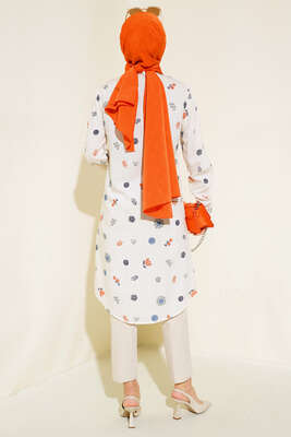 Hareketli Desen Serisi Gömlek Krem - Thumbnail