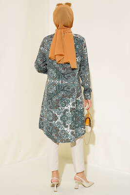 Hareketli Desen Serisi Gömlek Kayrak Grisi - Thumbnail