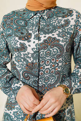 Hareketli Desen Serisi Gömlek Kayrak Grisi - Thumbnail