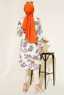 Hareketli Desen Serisi Gömlek Ekru Desenli - Thumbnail