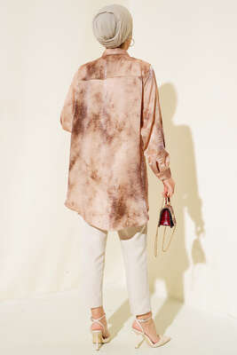 Batik Desenli Tunik Kahve - Thumbnail