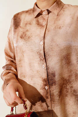 Batik Desenli Tunik Kahve - Thumbnail