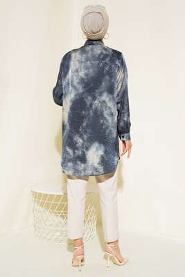 Batik Desenli Tunik Lacivert - Thumbnail