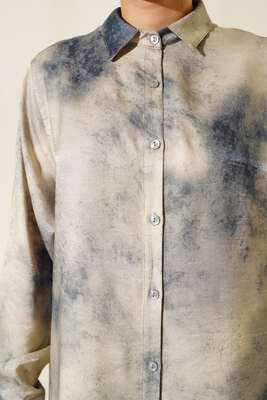 Batik Desenli Tunik Mavi - Thumbnail