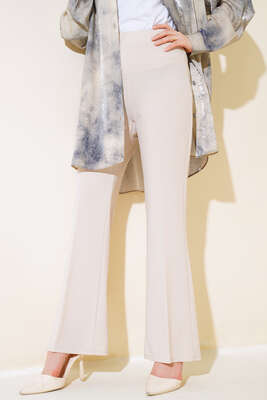 Dabıl İspanyol Paça Pantolon Bej - Thumbnail