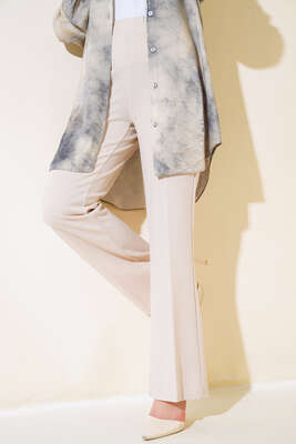 Dabıl İspanyol Paça Pantolon Bej - Thumbnail