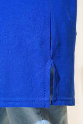 Uzun Kol Basic Tunik Saks - Thumbnail