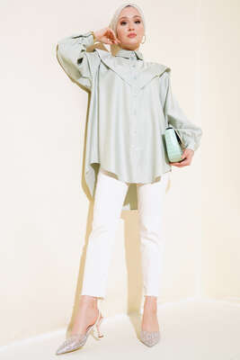 Patlı Tunik Çağla Yeşili - Thumbnail