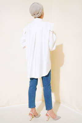 Patlı Tunik Ekru - Thumbnail