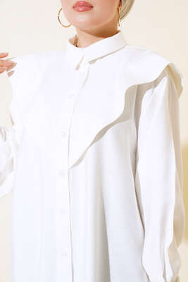 Patlı Tunik Ekru - Thumbnail