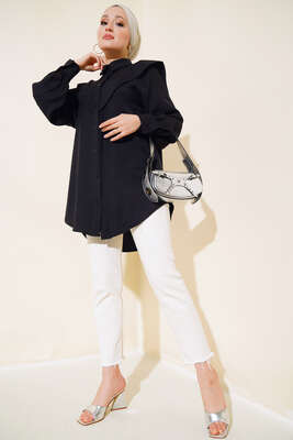 Patlı Tunik Siyah - Thumbnail