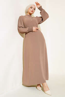 Kol Piliseli Elbise Vizon - Thumbnail