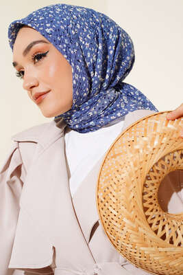 Desenli Mio Eşarp İndigo - Thumbnail