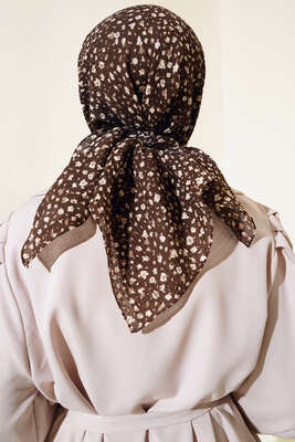 Desenli Mio Eşarp Kahve - Thumbnail