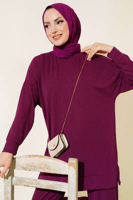 Fitilli İkili Takım Mürdüm - Thumbnail