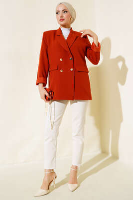 Astarlı Blazer Ceket Kiremit - Thumbnail