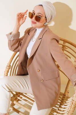 Astarlı Blazer Ceket Latte - Thumbnail