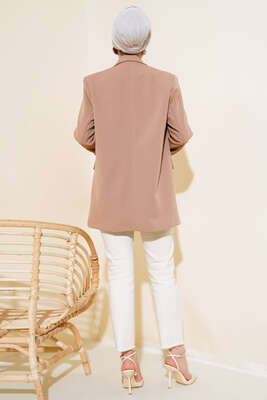 Astarlı Blazer Ceket Latte - Thumbnail