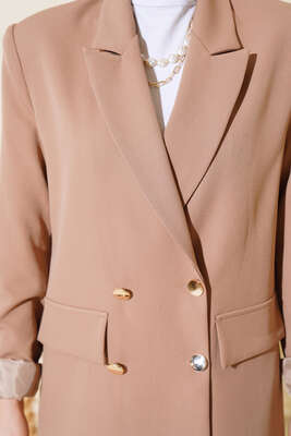 Astarlı Blazer Ceket Latte - Thumbnail